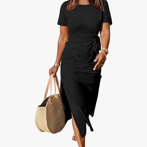 ANRABESS Maxi Tshirt Faux Wrap Dress